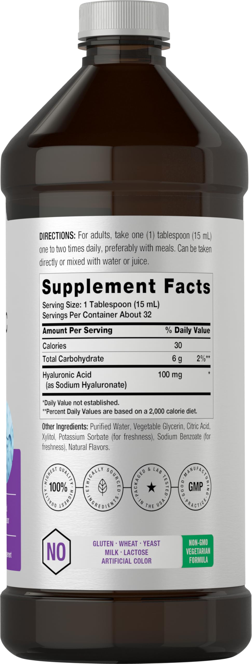 Horbäach Liquid Hyaluronic Acid Supplement 100 mg - 16 oz - image 2