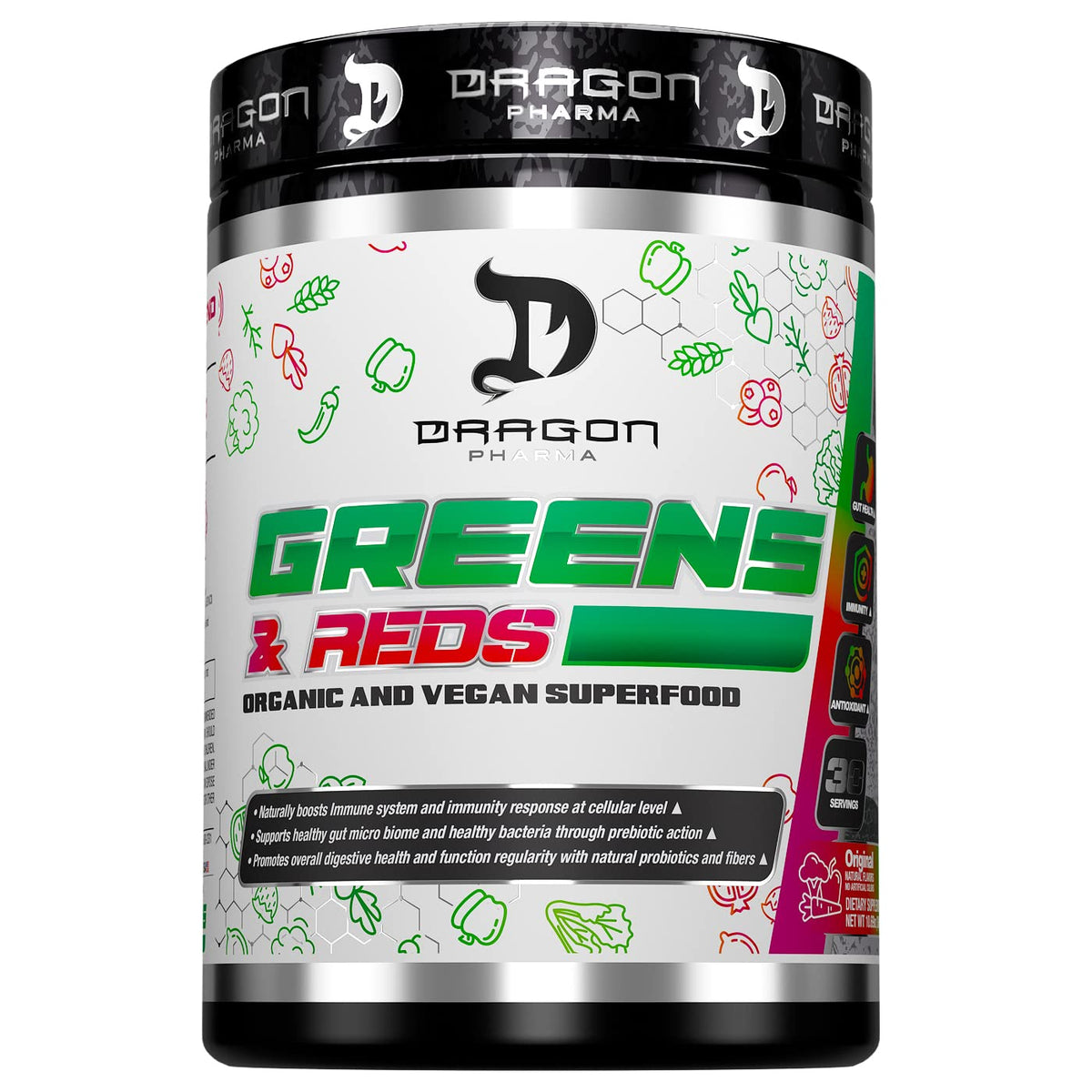 DRAGON PHARMA Greens and Reds Superfood Powder - 30 Servings