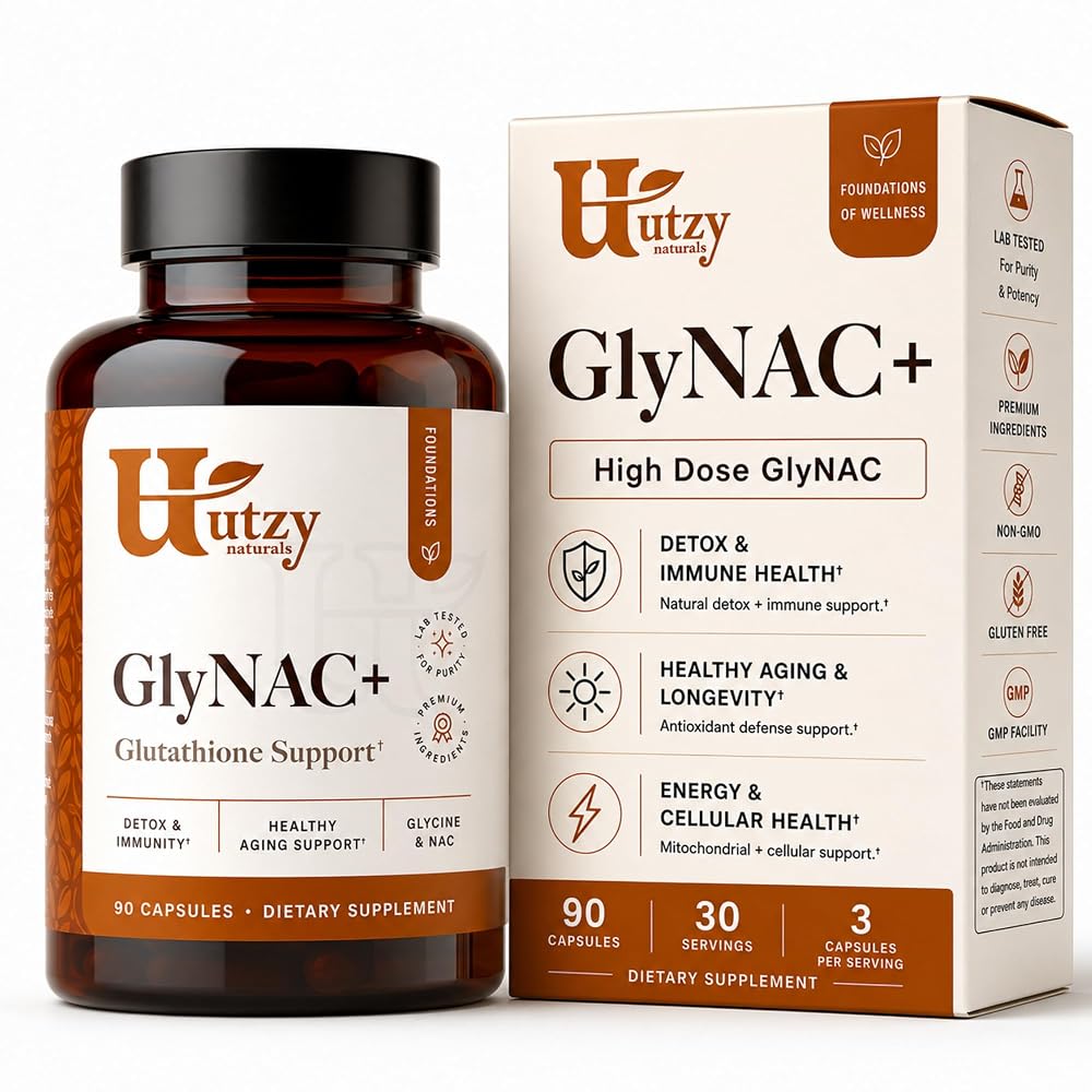 Utzy Naturals High Dose GlyNAC+ Supplement - 90 Capsules