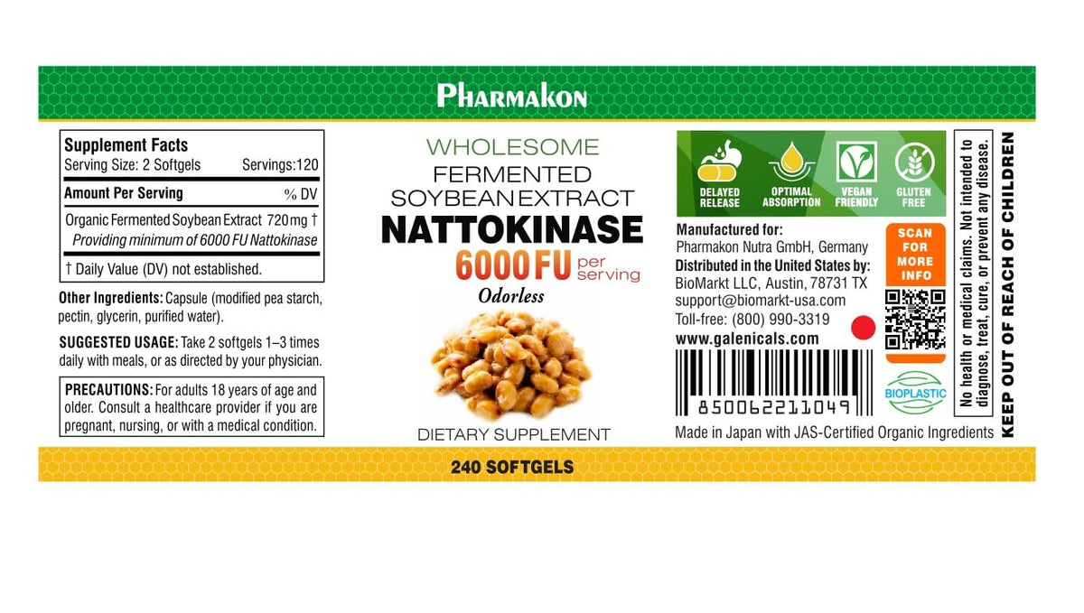 PHARMAKON Natural Nattokinase Organic Fermented Soybean Extract