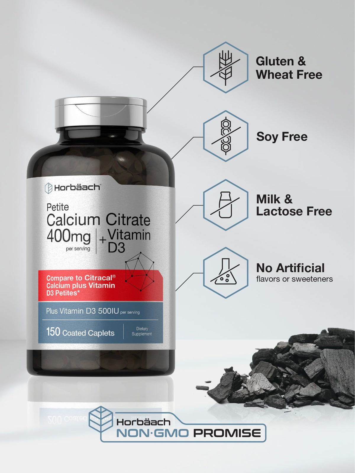 Horbäach Calcium Citrate 400mg with Vitamin D3 - 150 Caplets - image 5