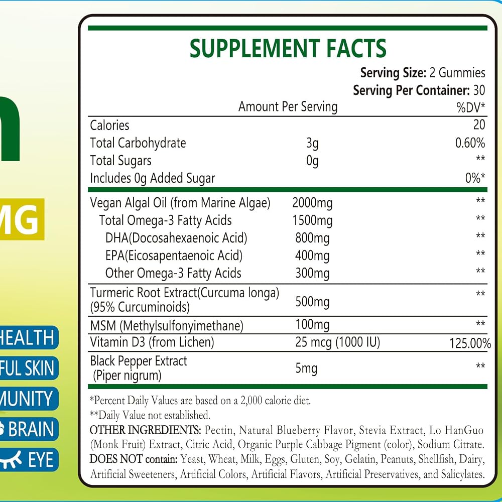 Cymixy8 Vegan Omega 3 & Turmeric Gummies - 60 Count - image 2