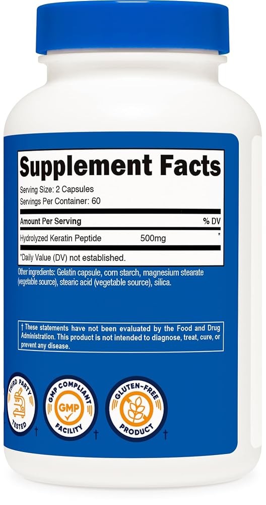 Nutricost Keratin Hydrolized Peptide - 120 Capsules - image 5