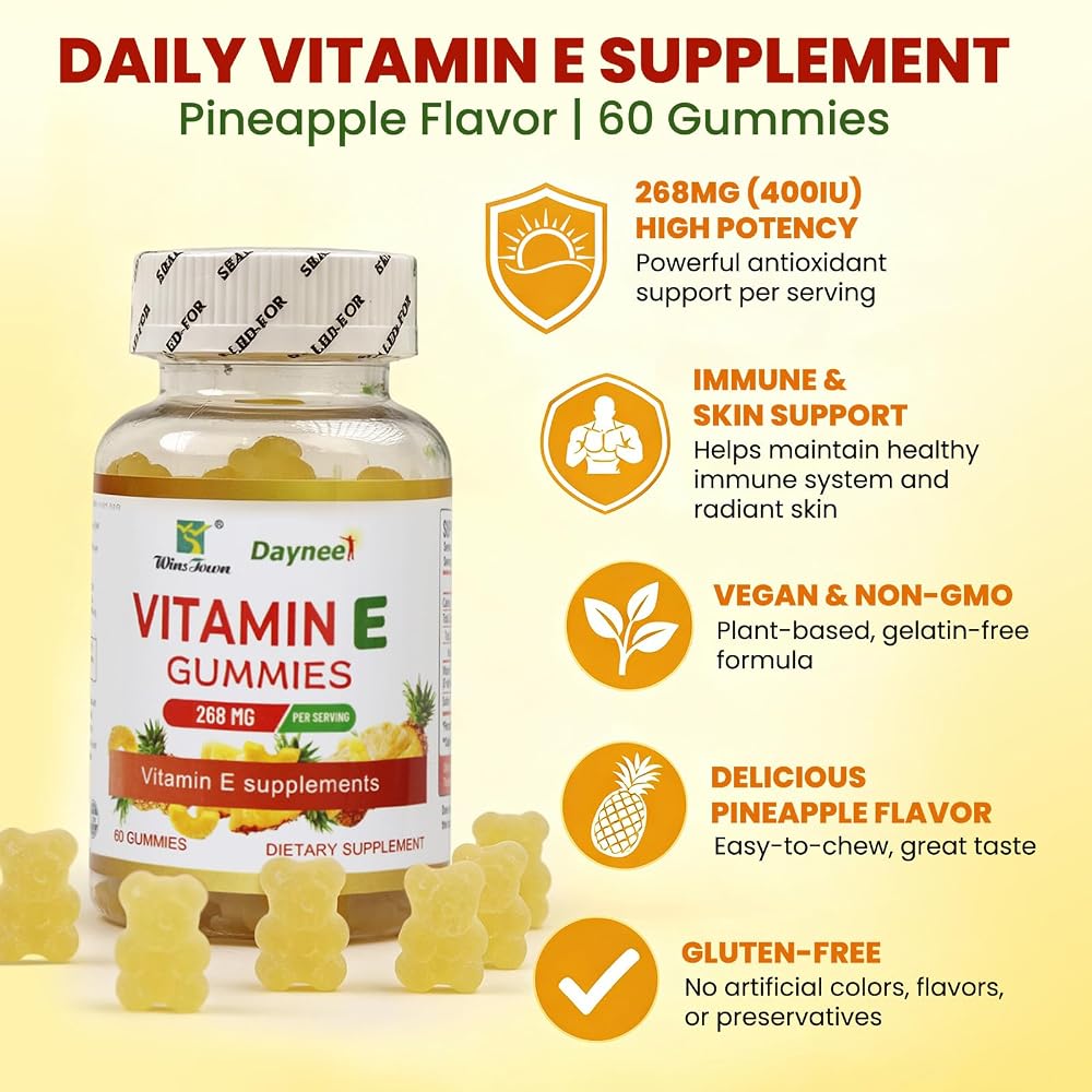 Wins Town Vitamin E Gummies 268mg (400 IU) Vegan - 60 Count - image 2