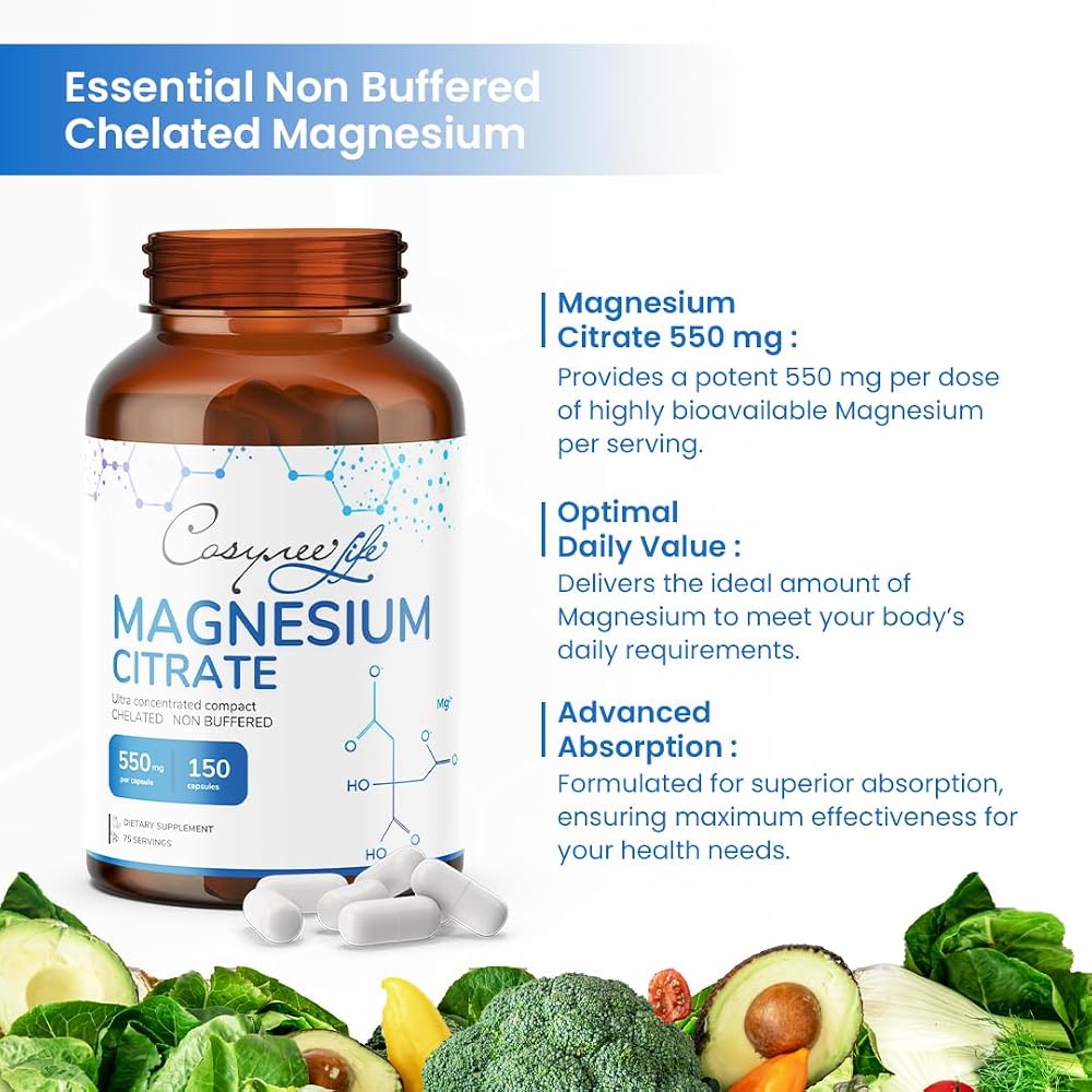 Cosynee Magnesium Citrate 550mg - 150 Capsules - image 4