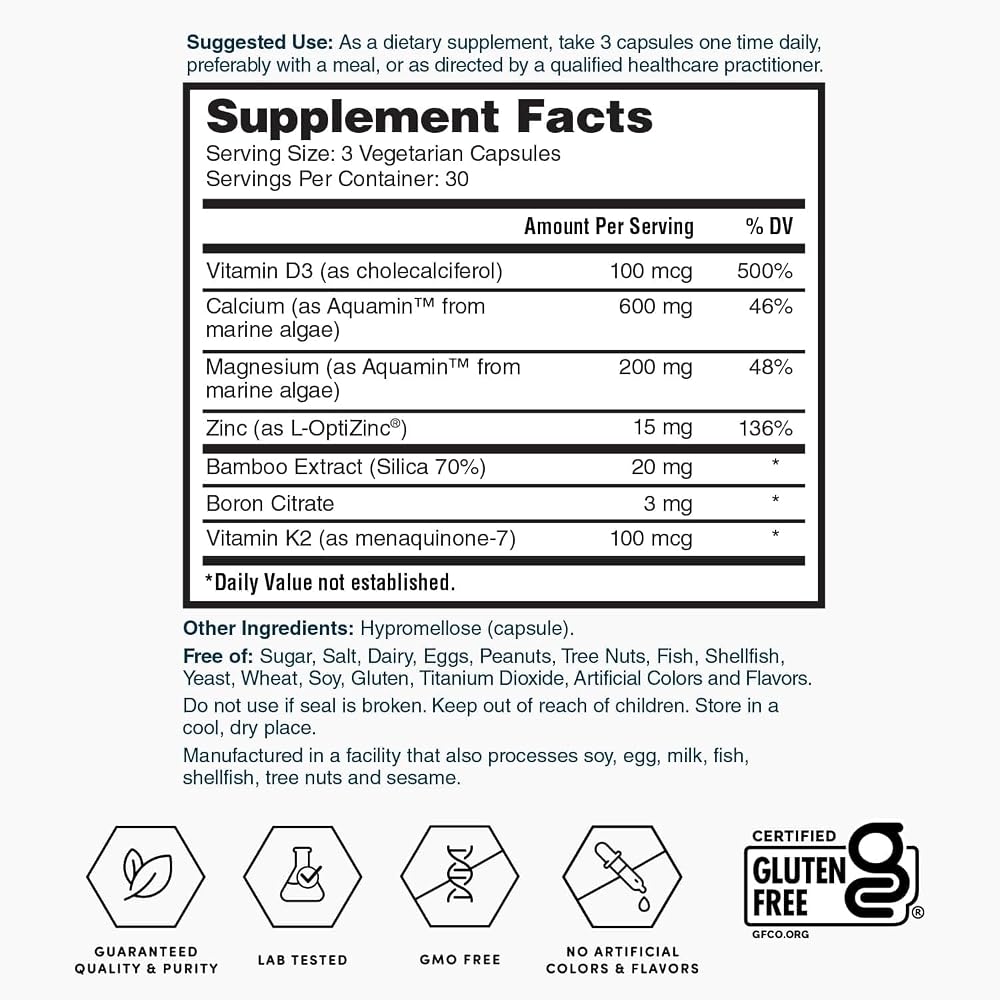 Nature's Lab Gold Vital Bones Plant-Based Calcium - 90 Vegetarian Capsules - image 6