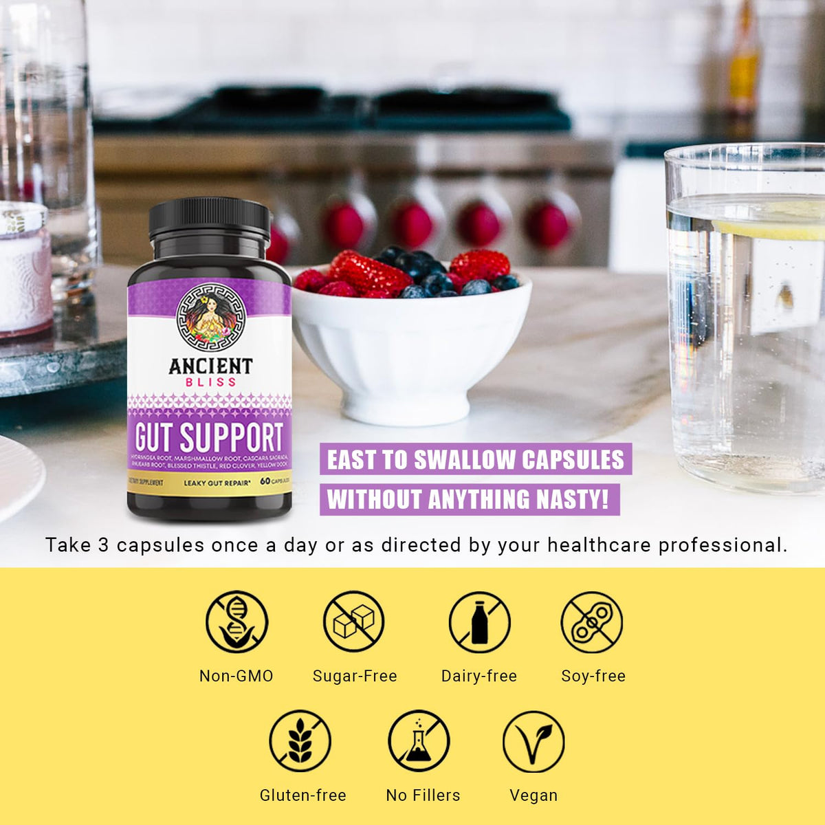 Ancient Bliss L-Glutamine Capsules for Gut Support - 60 Capsules - image 5