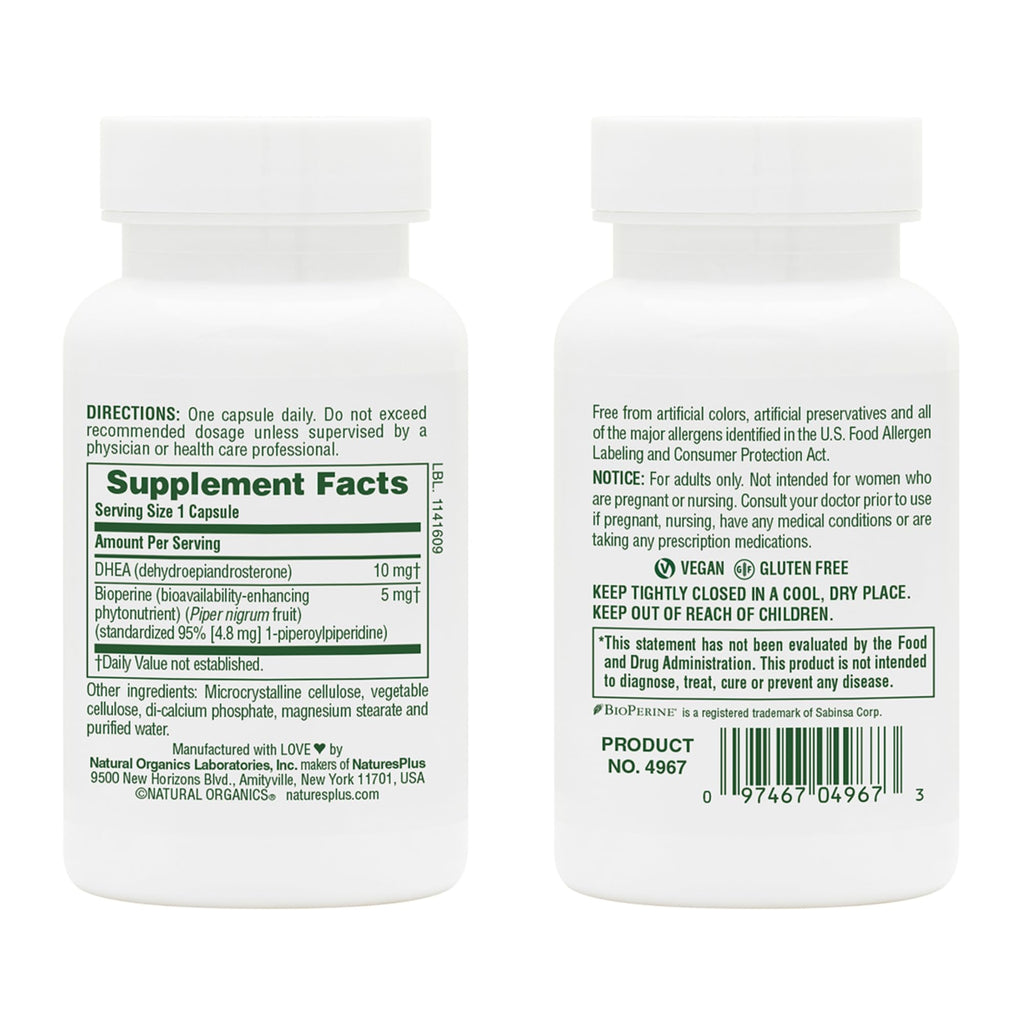 NaturesPlus DHEA-10 Capsules for Energy & Healthy Aging - 90 Capsules - image 2