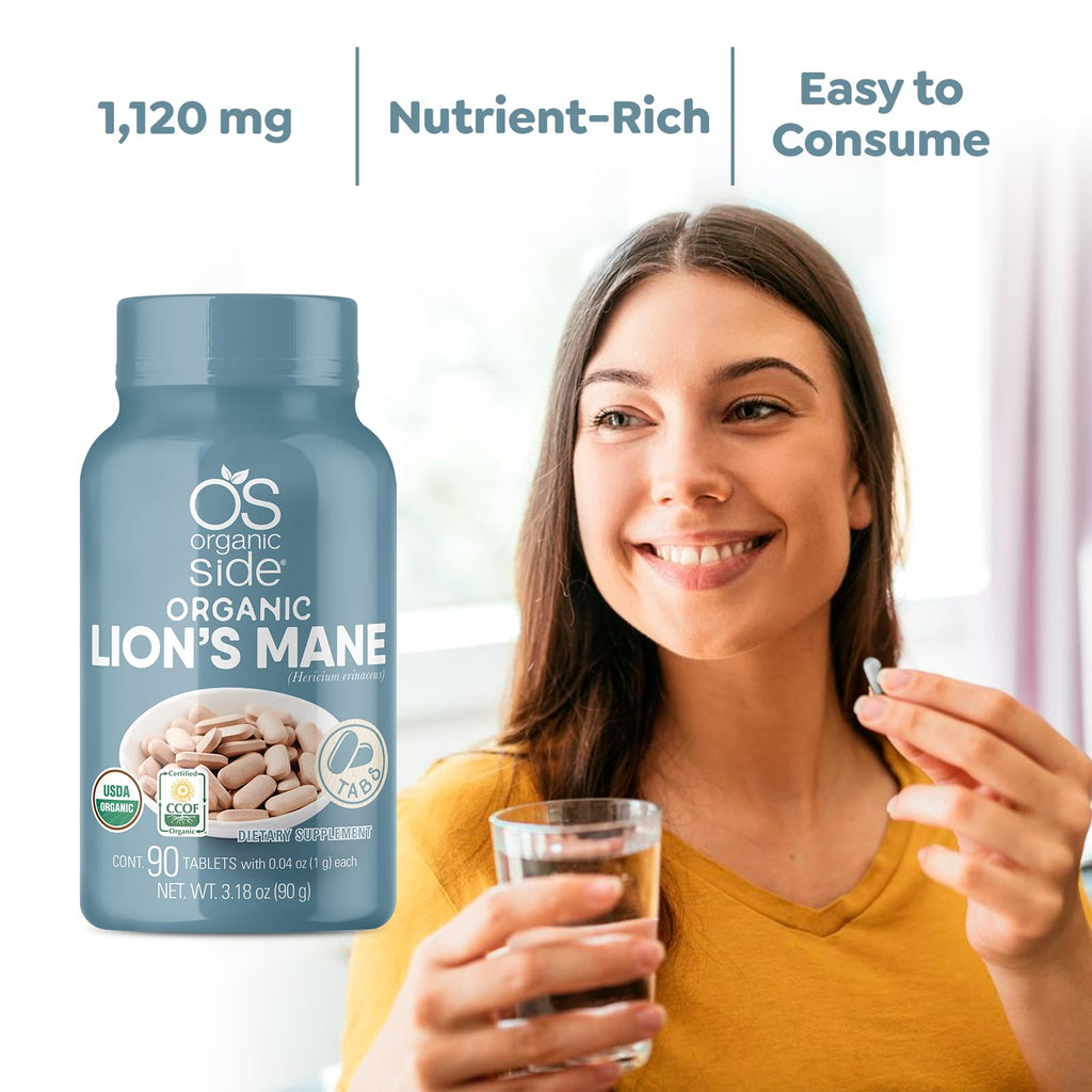OS Organic Side Lion's Mane Tablets Memory & Focus Support - 90 Tablets - image 5