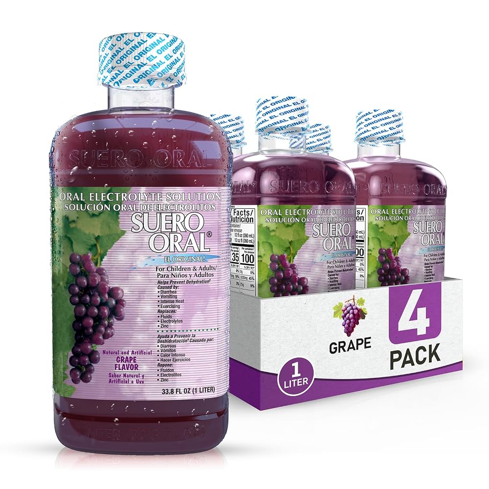 Suero Oral Electrolyte Solution Grape Flavor - 4 Pack