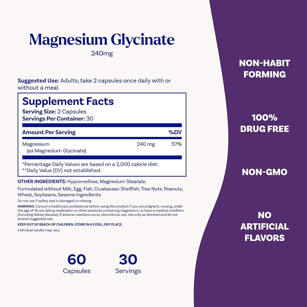 Natrol Magnesium Glycinate Supplements 240 mg - High Absorption