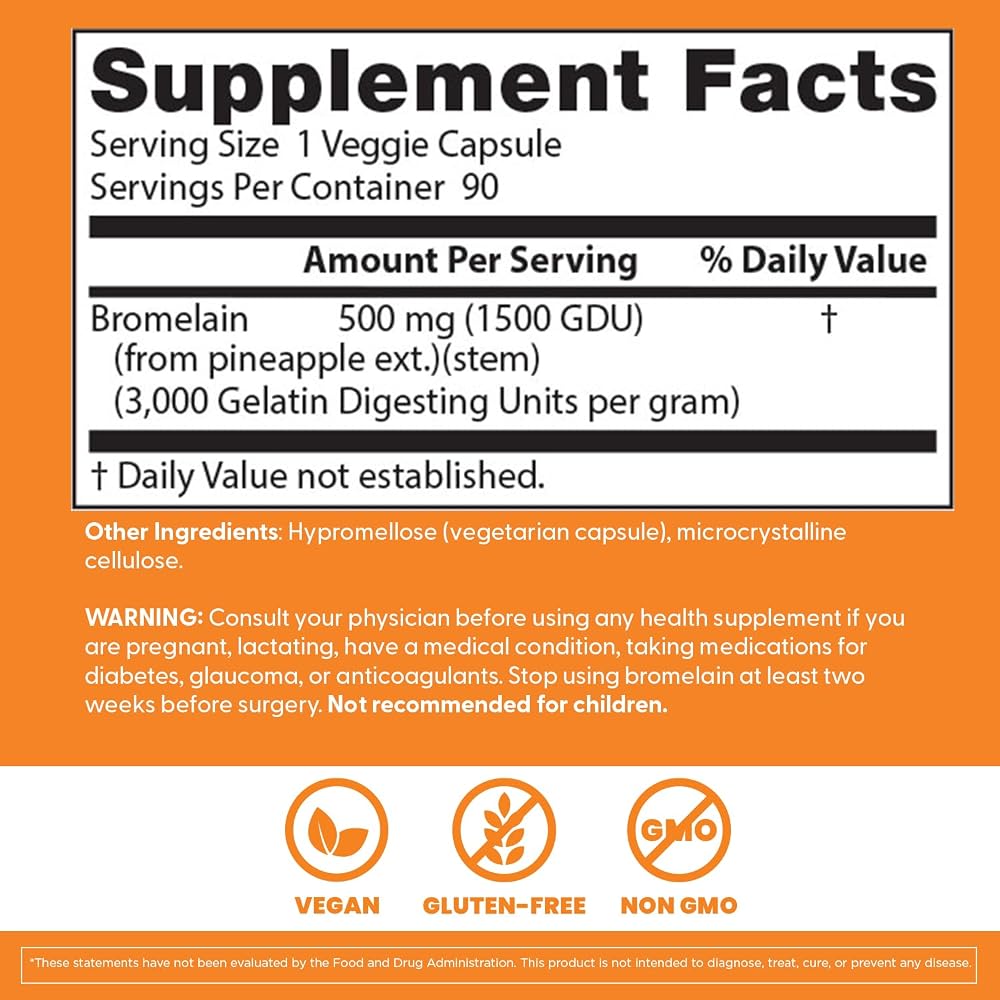 Doctor's Best Bromelain 500 mg Digestive Enzyme - 90 Vegetarian Capsules - image 4