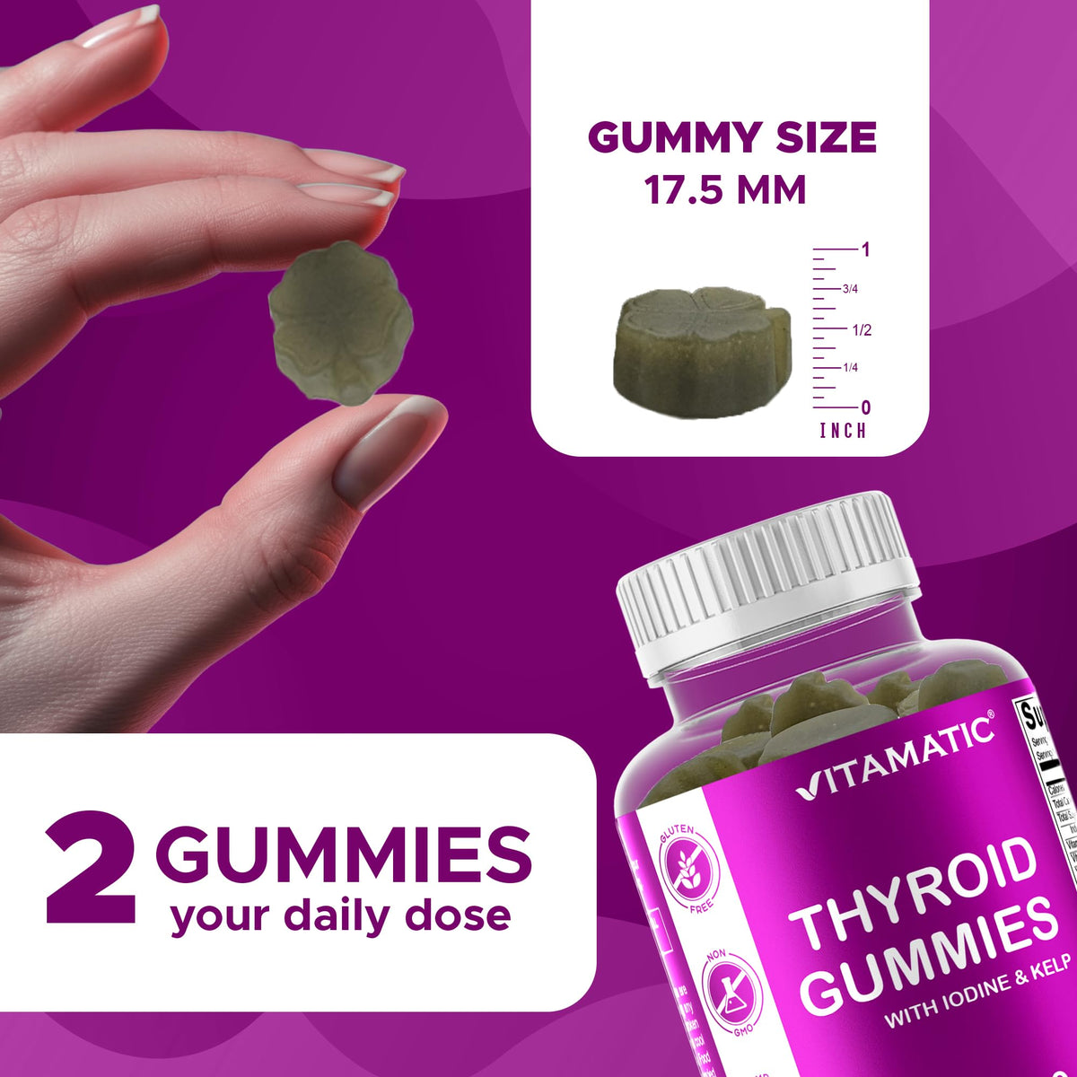 Vitamatic Thyroid Gummies with Iodine & Kelp - 60 Gummies - image 3
