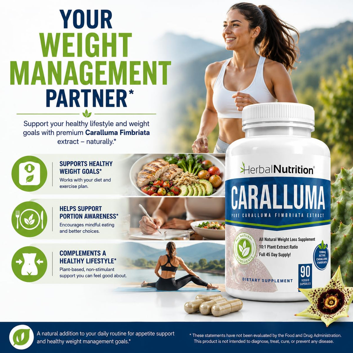 Herbal Nutrition Caralluma Fimbriata 1200mg Appetite Support - 90 Capsules - image 4