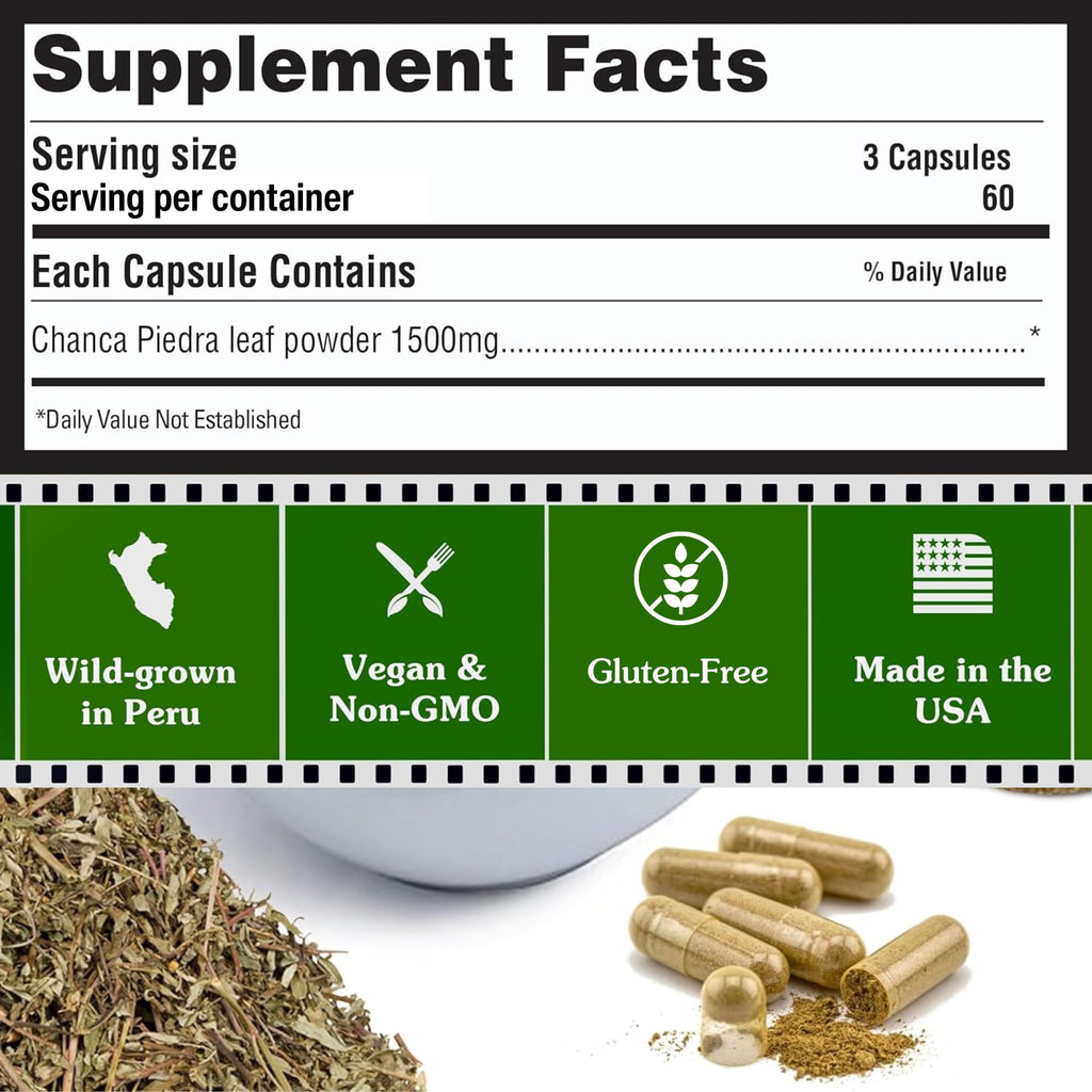 Peruvian Naturals Chanca Piedra Capsules Stone Breaker Kidney