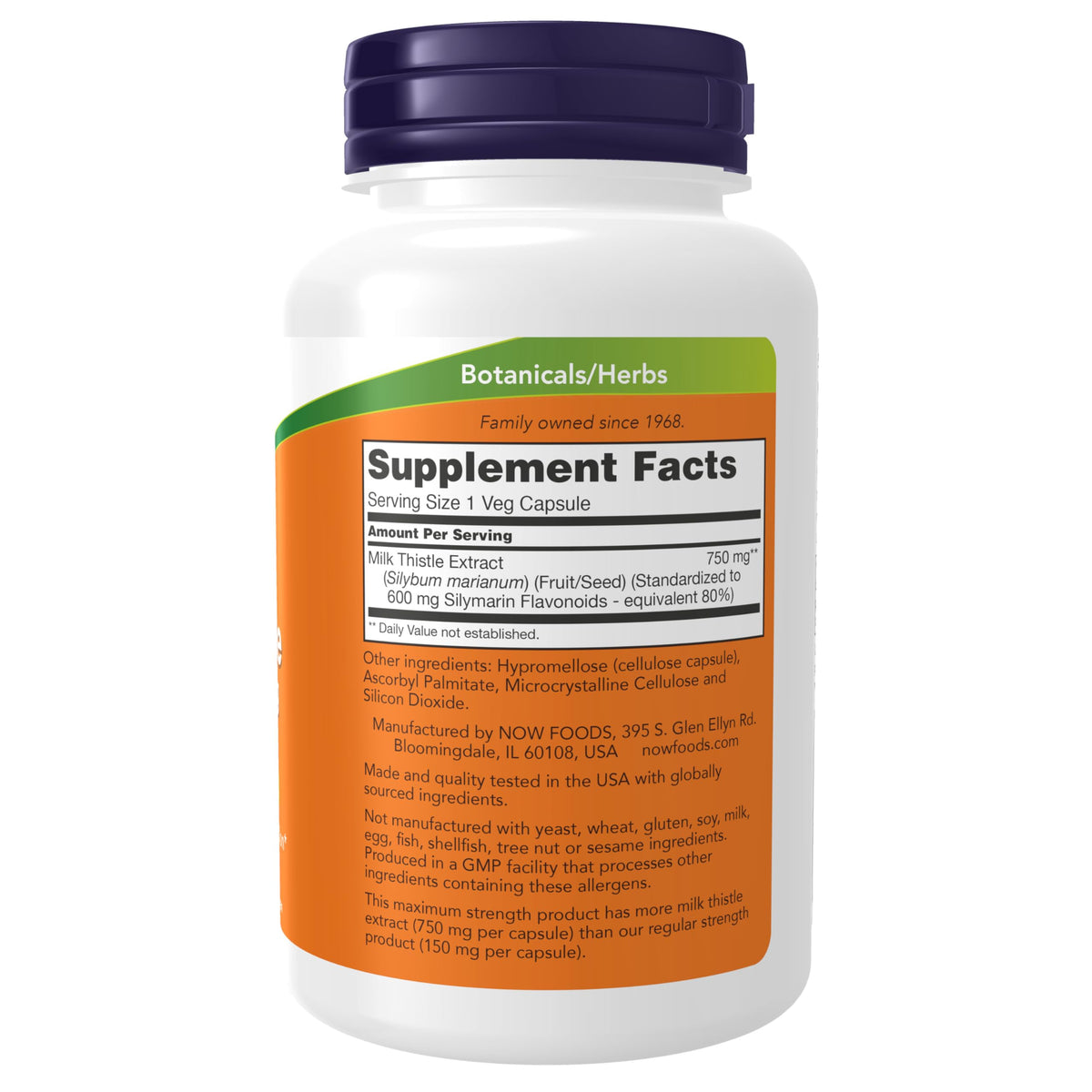 NOW Milk Thistle Extract 750 mg Liver Support - 90 Vegetarian Capsules - image 2