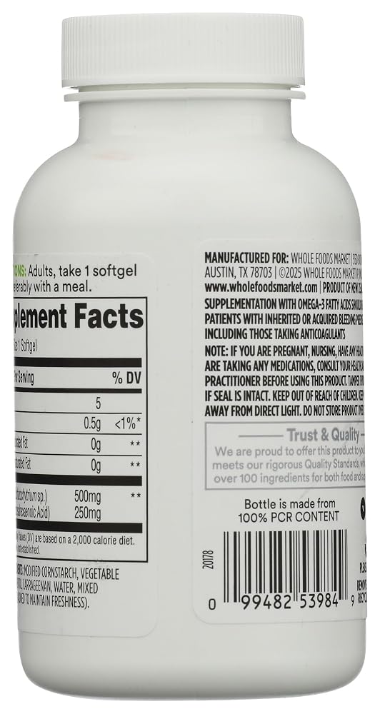 365 by Whole Foods Market Omega Algae 500mg - 120 Softgels - image 2