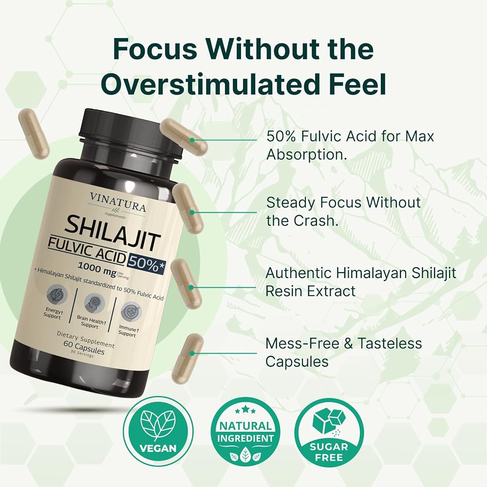 VINATURA Shilajit 1000mg Pure Himalayan - 60 Capsules - image 4