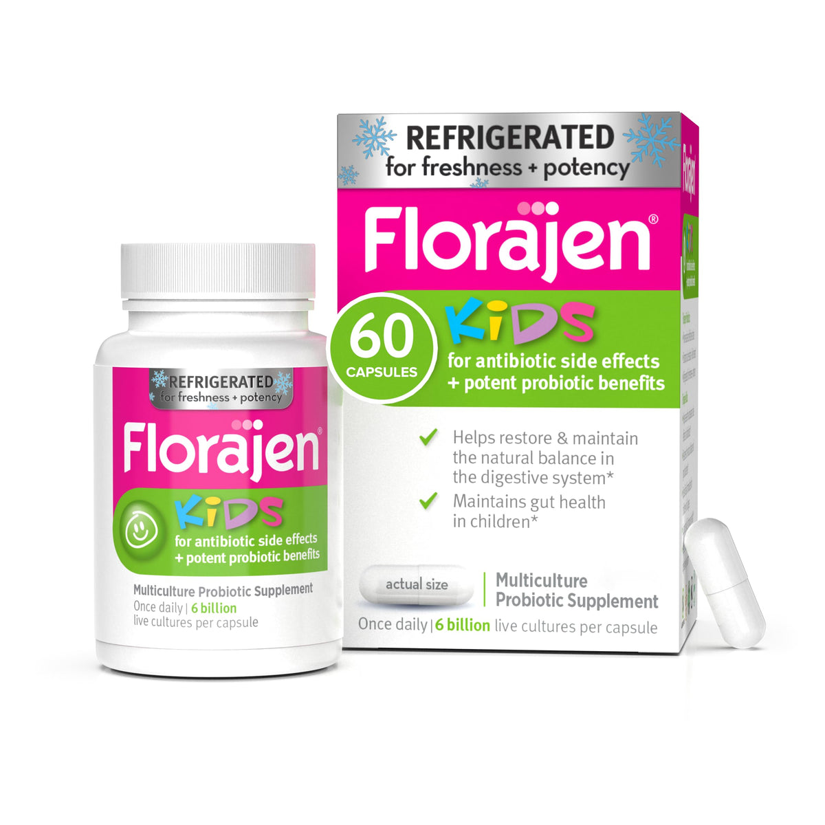 Florajen Kids Probiotic - Daily Gut & Immune Support for Children 6+