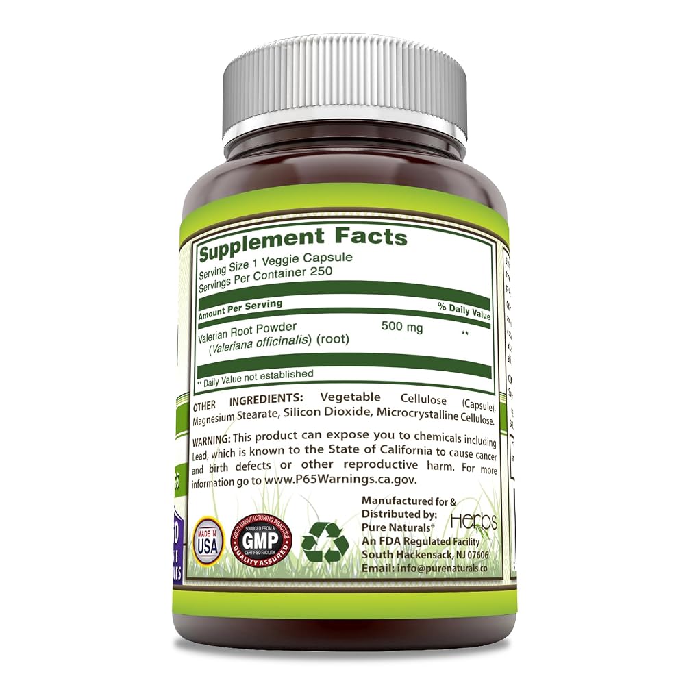 Pure Naturals Valerian Root 500 mg - 250 Vegetarian Capsules - image 3