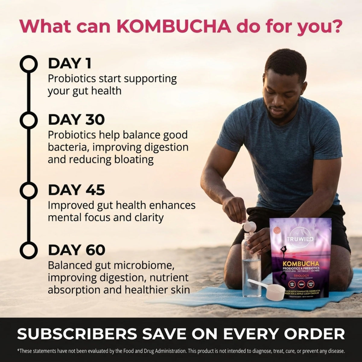TruWild Natural Kombucha Powder Probiotic Supplement - 20 Servings - image 4