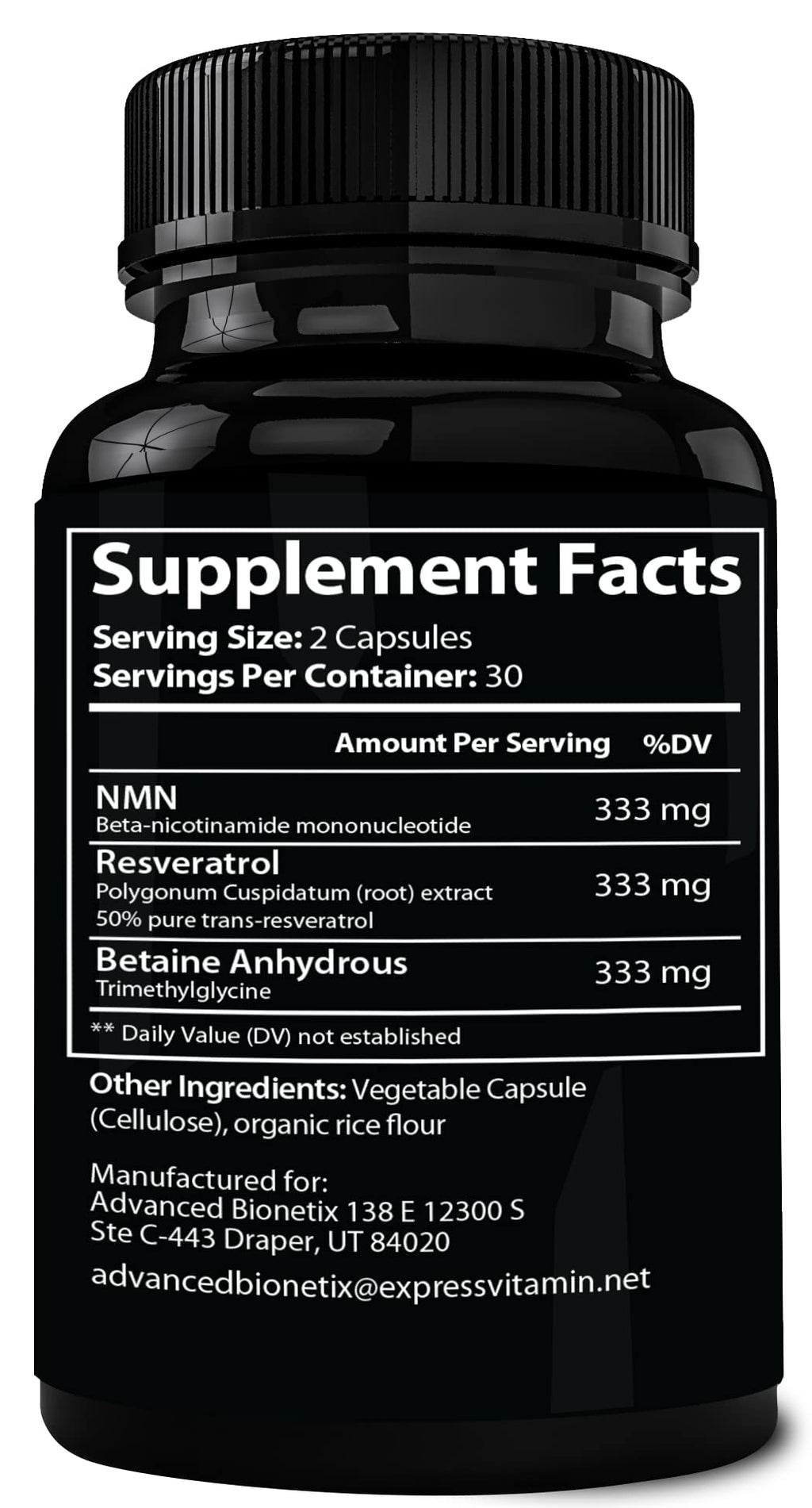 Advanced Bionetix NMN Resveratrol Betaine Capsules - 60 Count - image 6