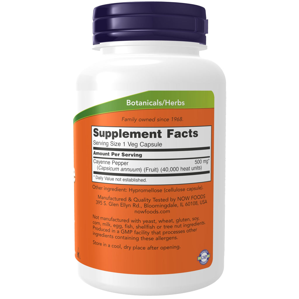 NOW Cayenne 500 mg Herbal Support - 250 Vegetarian Capsules - image 2