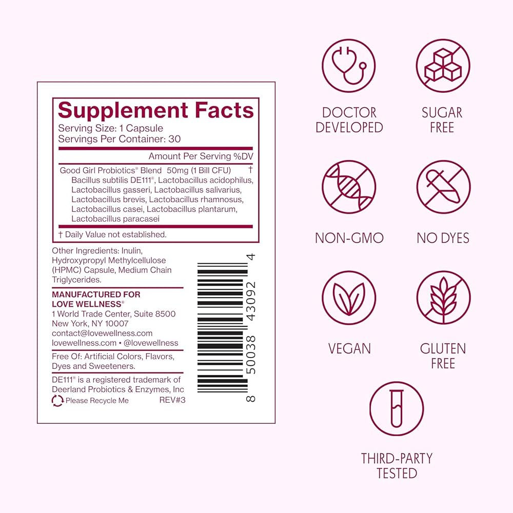 Love Wellness Good Girl Vaginal Probiotics 9-Strain - 60 Capsules - image 7