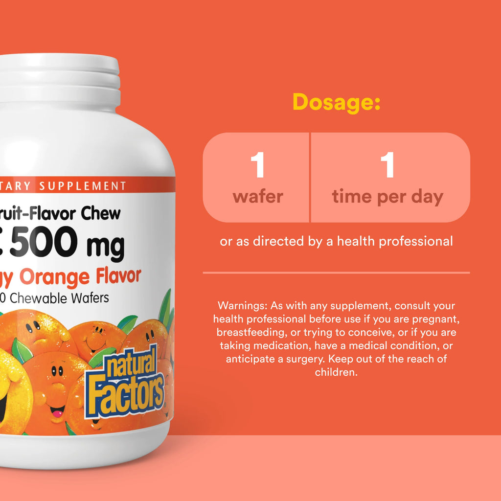 Natural Factors Kids Chewable Vitamin C 500 mg Wafers