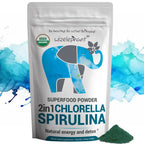 Wizelephant Chlorella Spirulina Powder Organic - 50 Servings