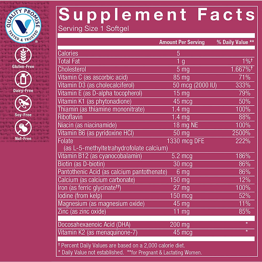 The Vitamin Shoppe One Daily Prenatal Multivitamin with DHA - 60 Softgels - image 2