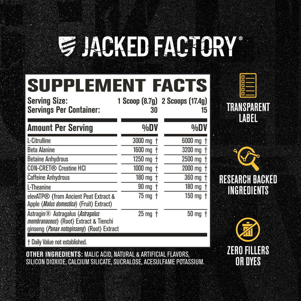 Jacked Factory Nitrosurge Build Pre Workout with Creatine