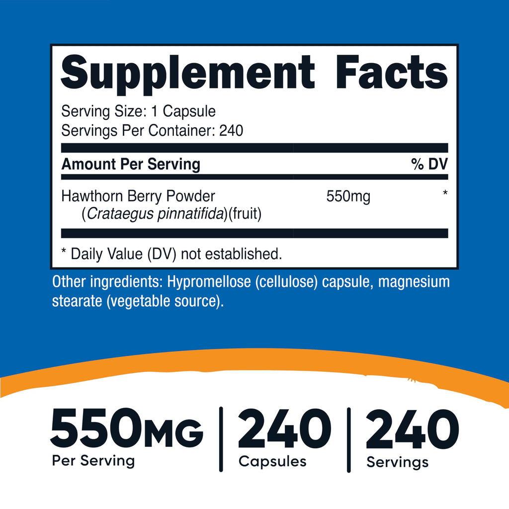 Nutricost Hawthorn Berry 550mg - 240 Vegetarian Capsules - image 2