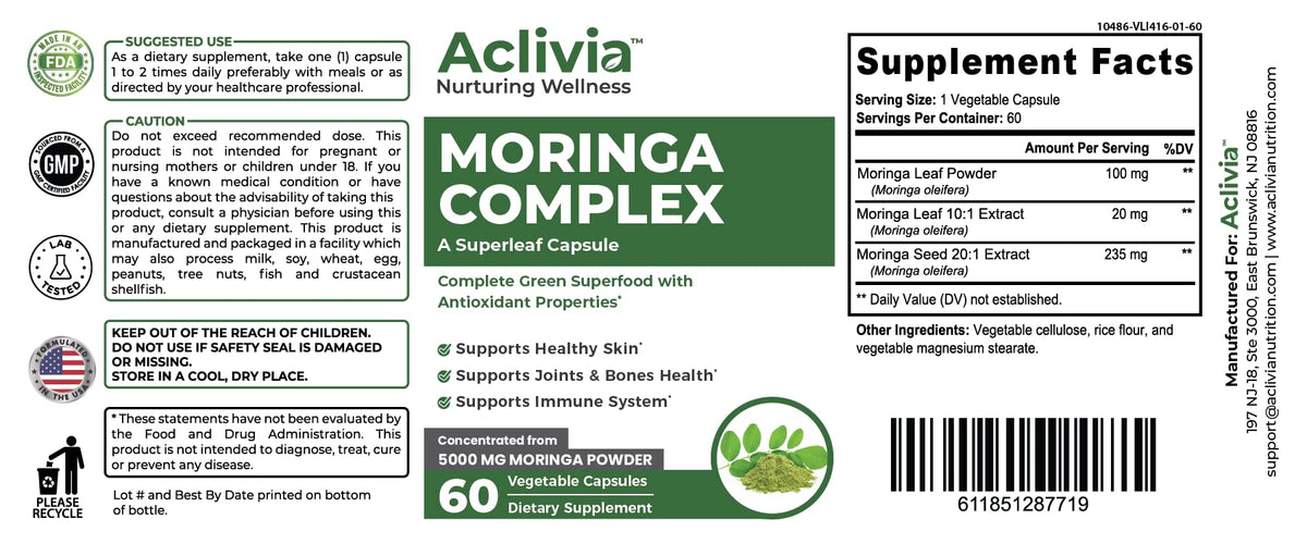 Aclivia Moringa Complex Maximum Strength Supplement - 60 Capsules - image 9