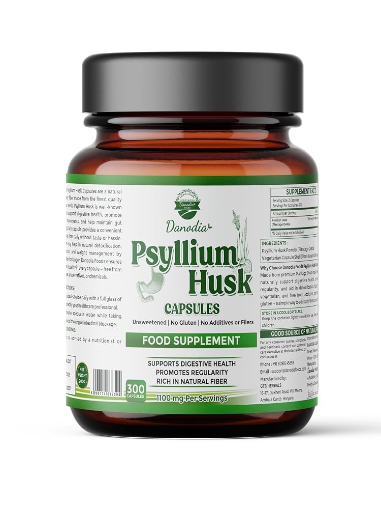 Danodia Foods Psyllium Husk Capsules - 300 Vegetarian Capsules