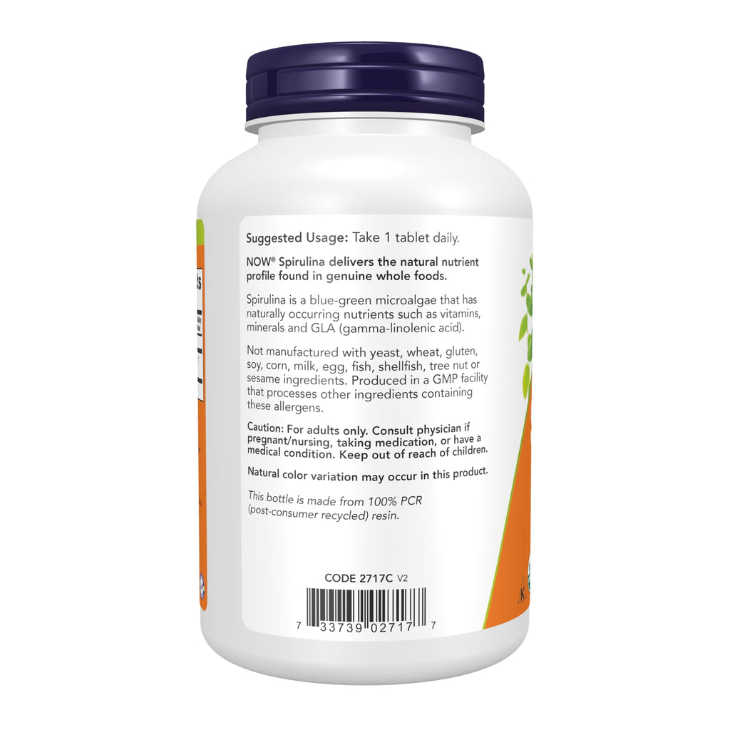 Now Supplements, Certified Organic, Spirulina 1000 mg (Double