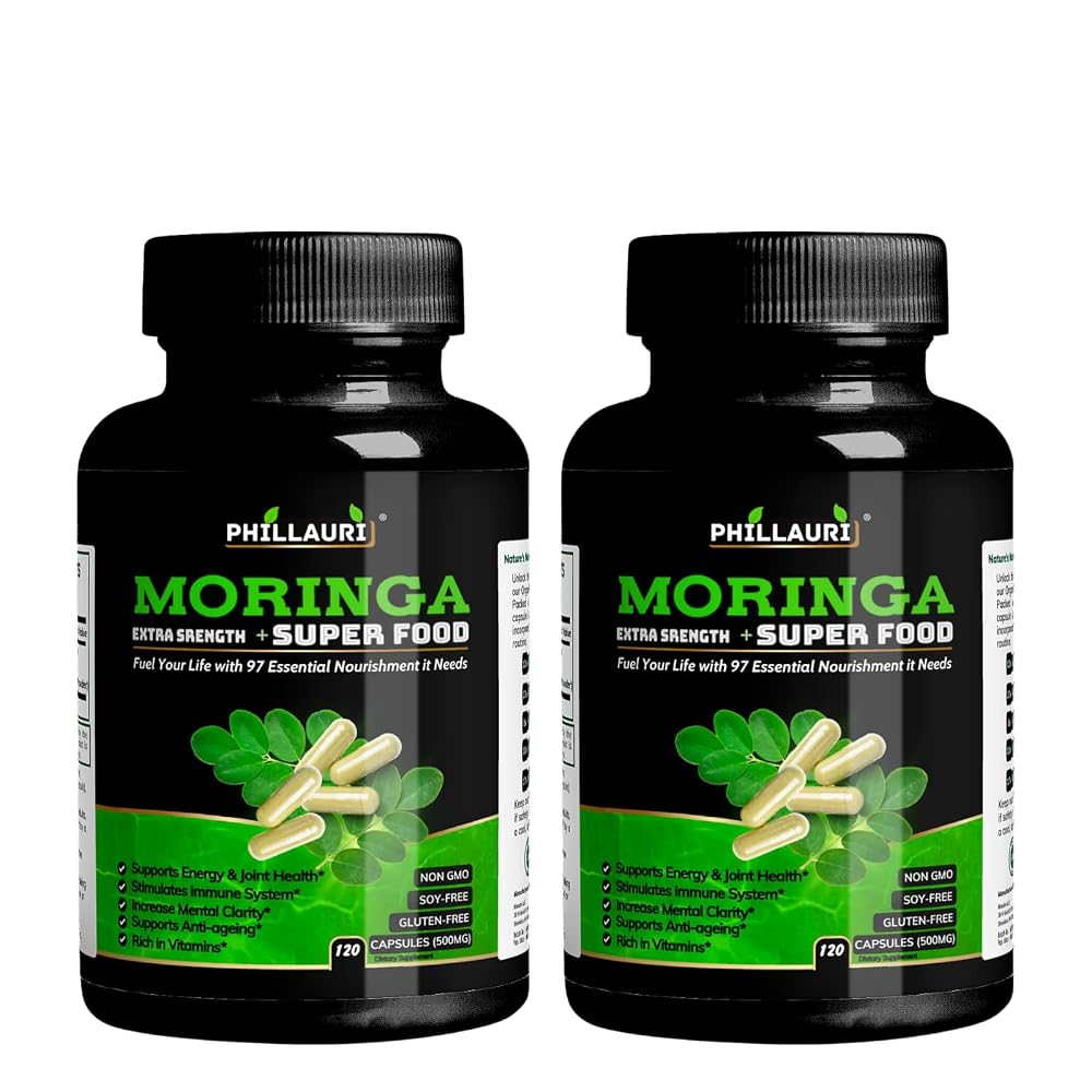 Phillauri Organic Moringa Powder Capsules - 240 Capsules