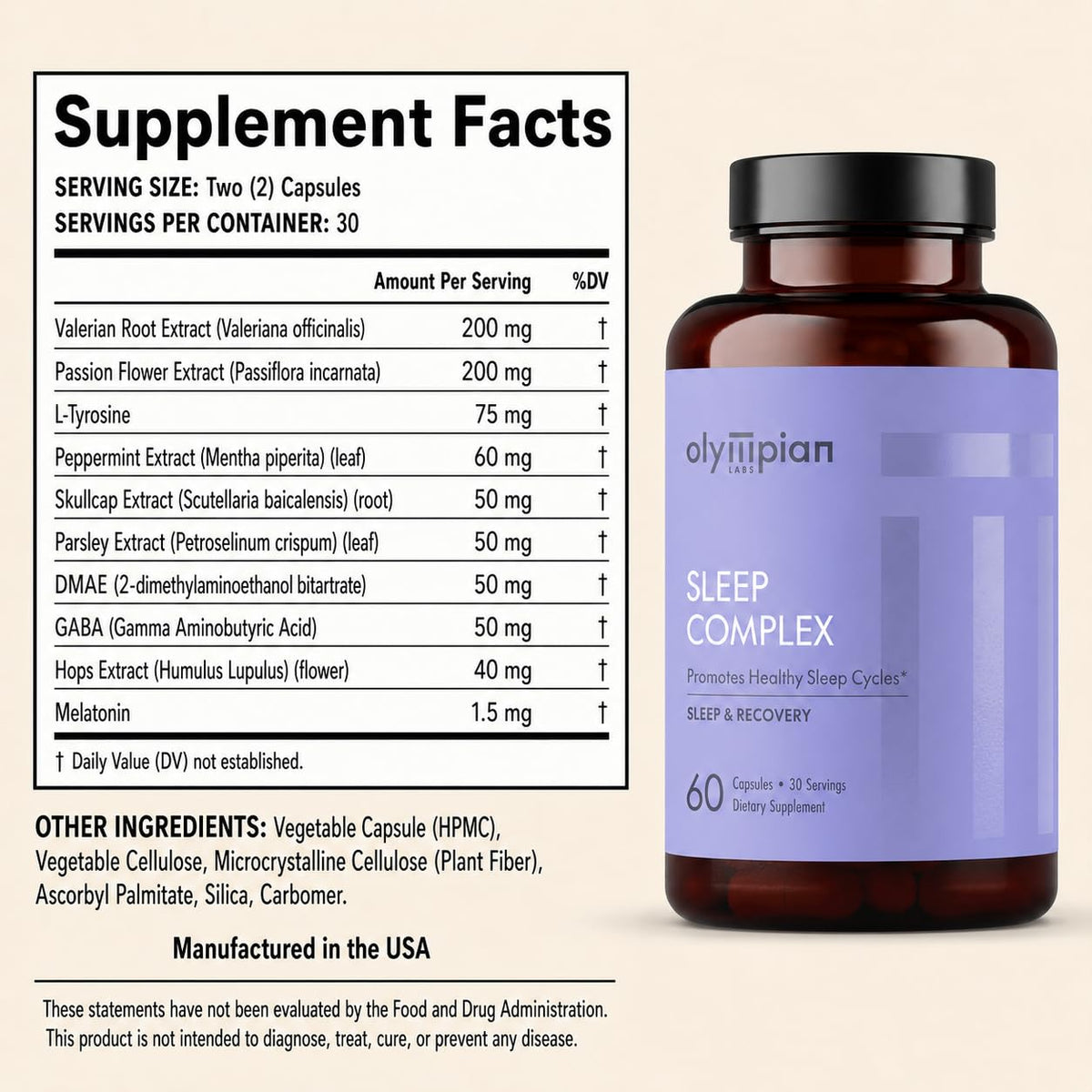 Olympian Labs Rest Easy Melatonin and Herbal Blend for Sleep - 60 Capsules - image 2