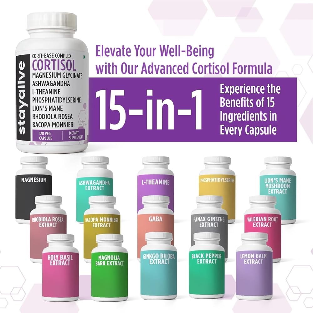 STAYALIVE Cortisol Manager Supplement 15-in-1 Complex - 120 Capsules - image 2