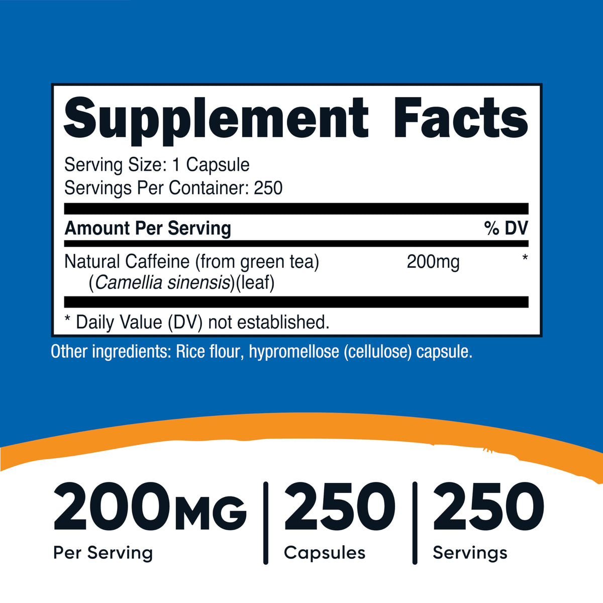 Nutricost Natural Caffeine 200mg - 250 Vegetarian Capsules - image 2
