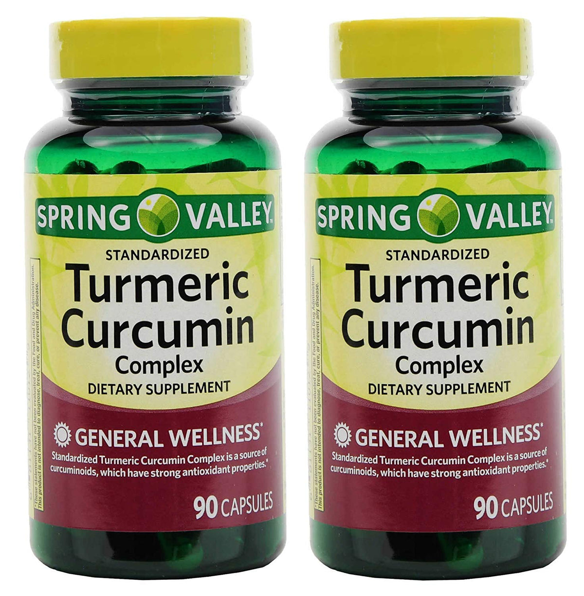 Spring Valley Turmeric Curcumin Complex with Ginger - 180 Vegetarian Capsules