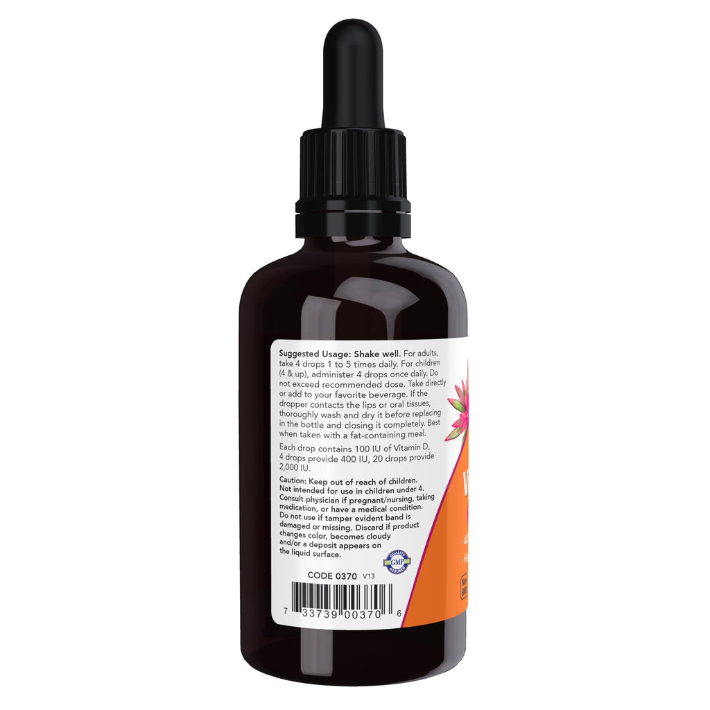 NOW Supplements Liquid Vitamin D-3 for Strong Bones - 2 fl oz - image 3