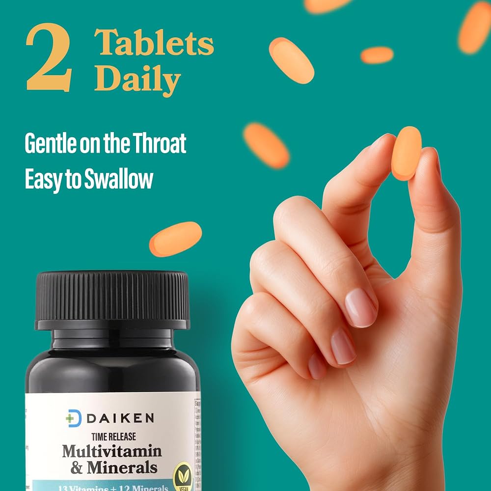 DAIKEN Mini Multivitamin for Women & Men, Time Released, 60 Tablets