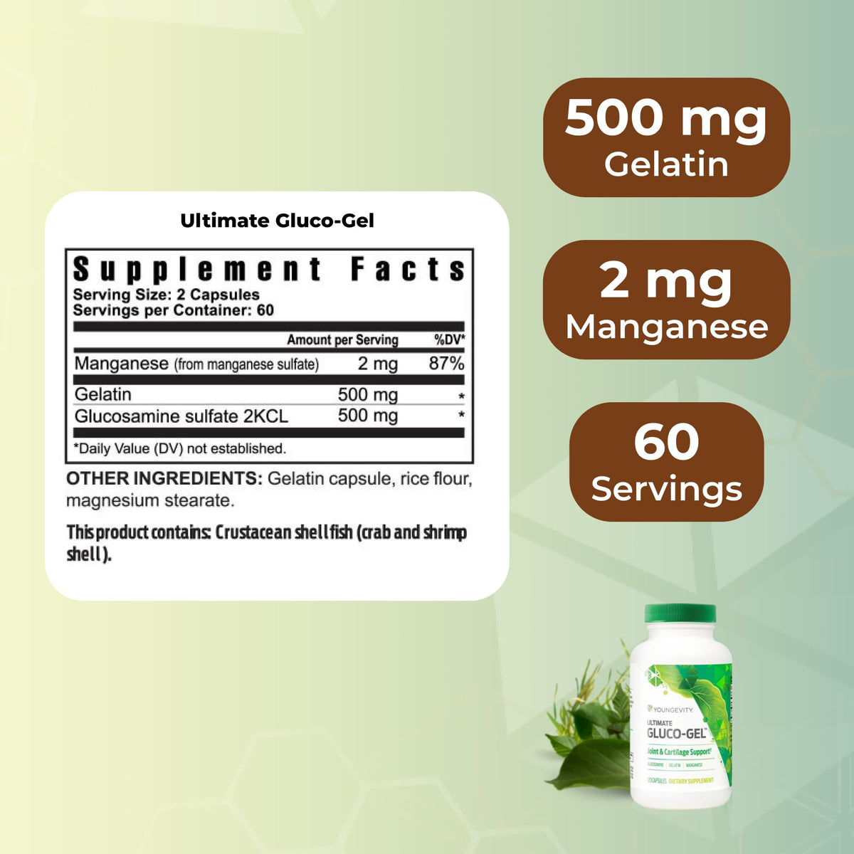 Youngevity Ultimate Gluco-Gel Glucosamine Bone Support - 120 Capsules - image 3