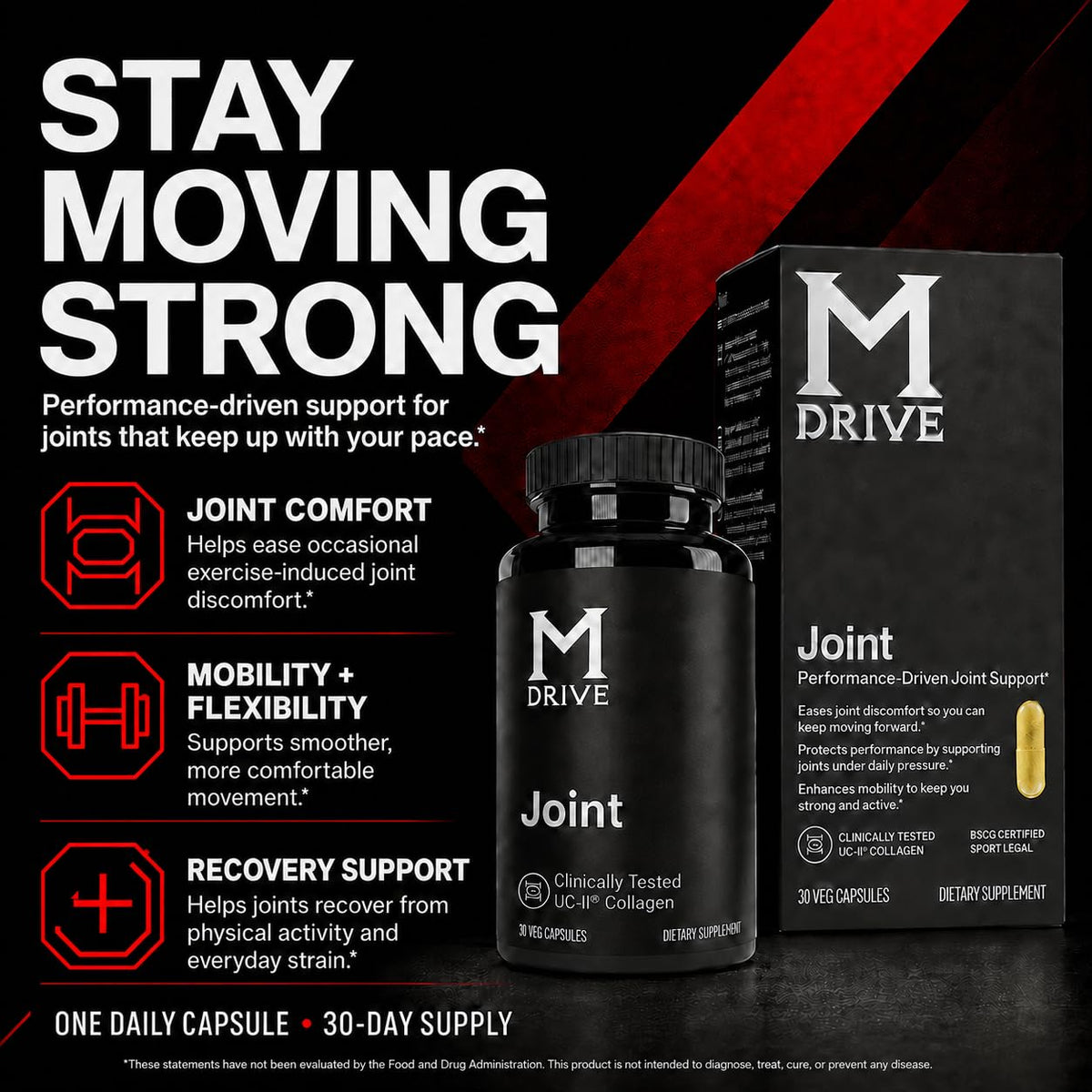 M Drive Men's Joint Support UC II Collagen Turmeric - 30 Capsules - image 2