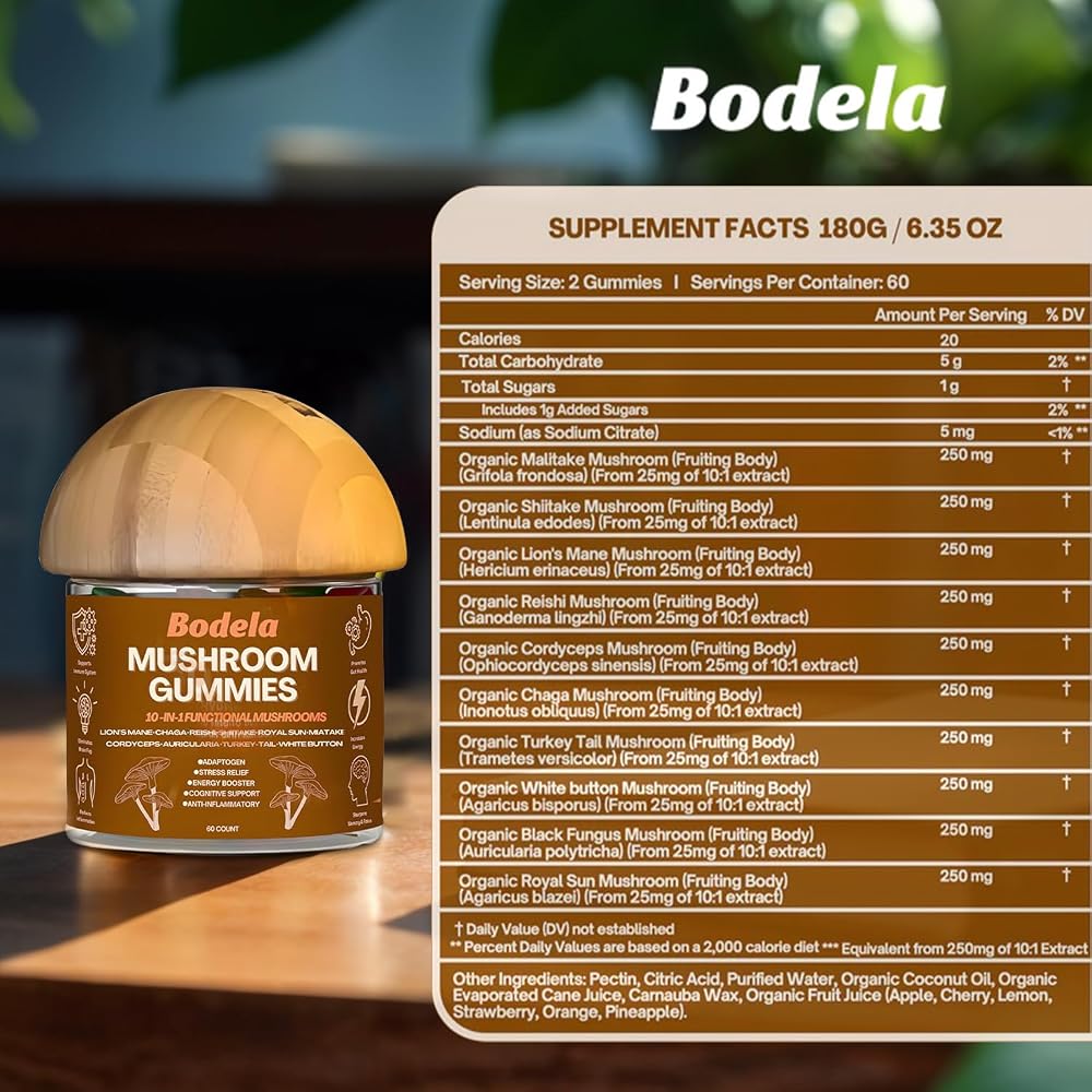 Bodela Functional Mushroom Gummies 10-in-1 - 60 Count - image 2