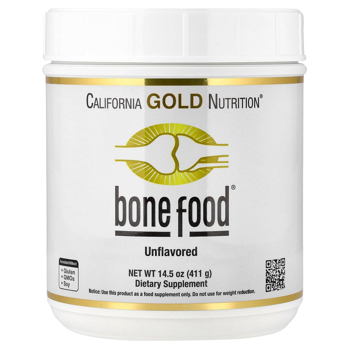 California Gold Nutrition Bone Food Unflavored Powder - 411 g