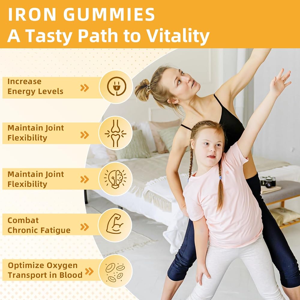 Saajoor Iron Gummies with Multivitamin for Adults & Kids