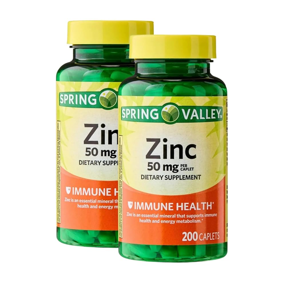 Unique Bundle Zinc 50mg, 200 Caplets - Dietary Supplement, Zinc