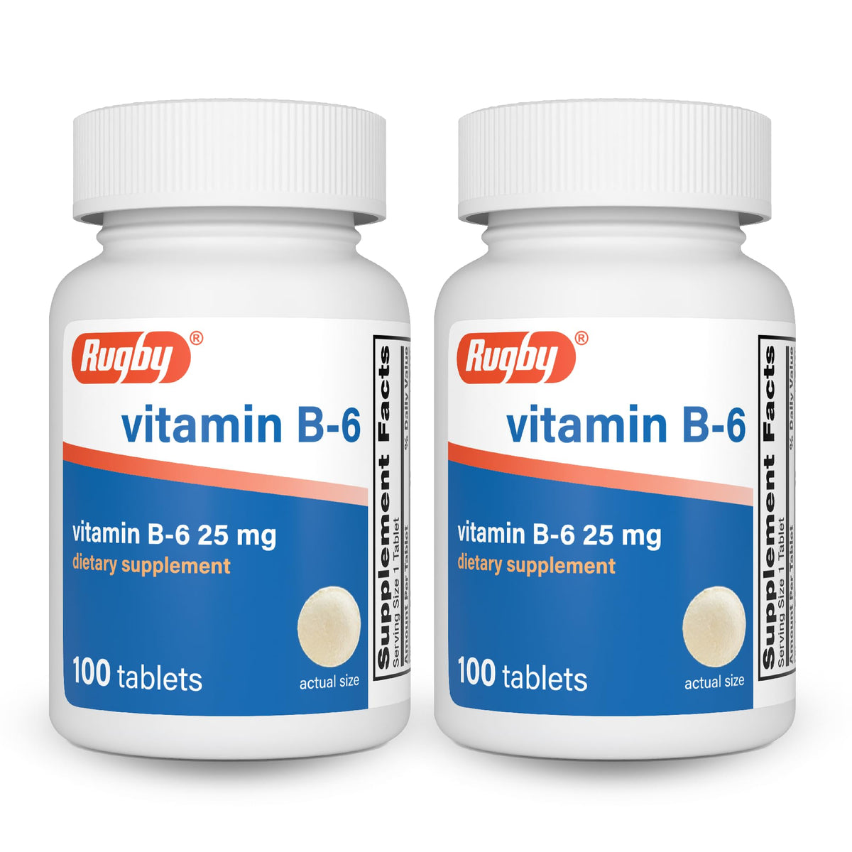 Rugby Vitamin B-6 25mg Tablets - 200 Count